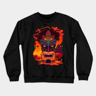 Tiki Lava Volcano Art Crewneck Sweatshirt